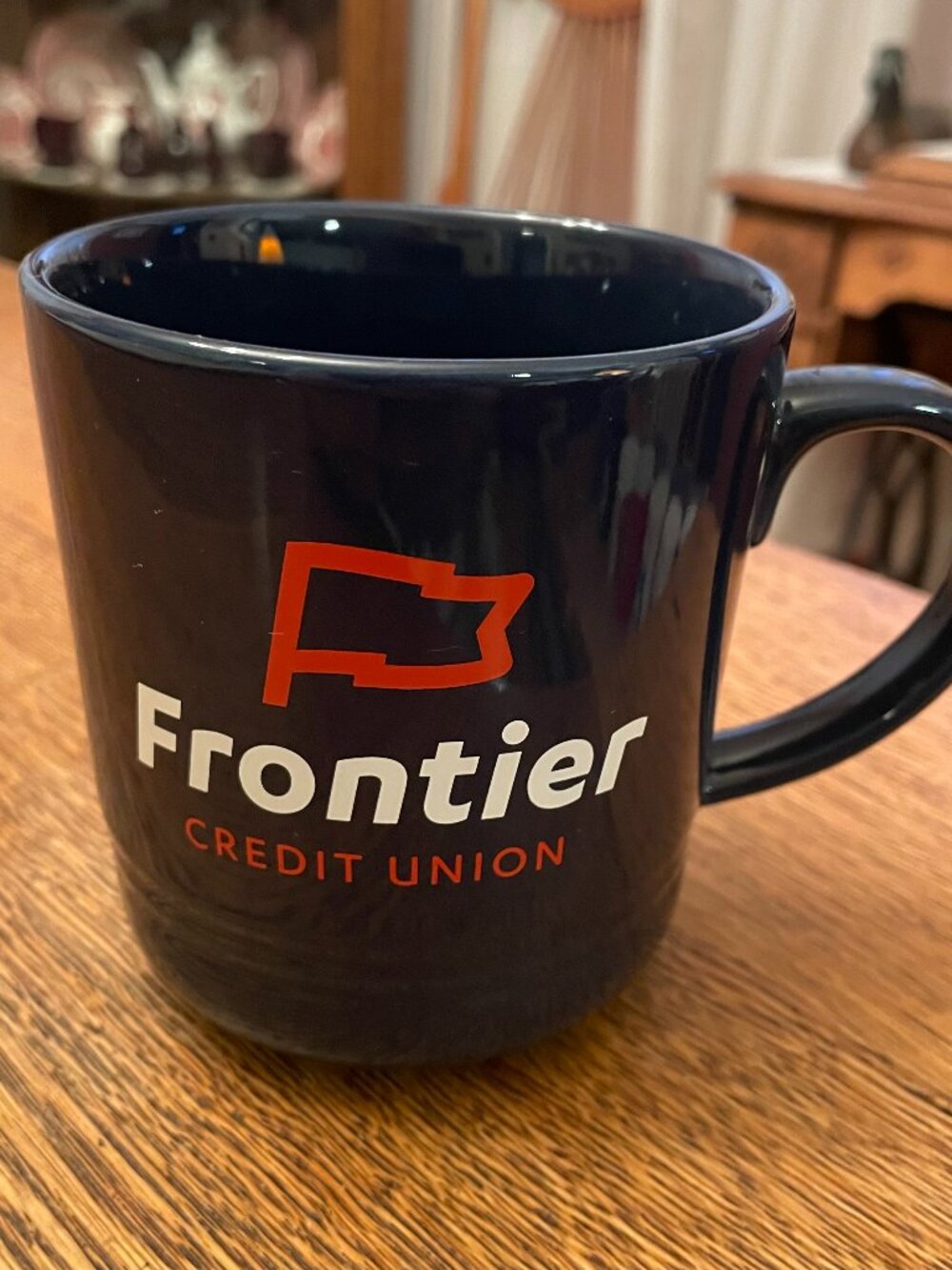 Frontier Credit Union Blue Coffee Cup Mug 17 ounces